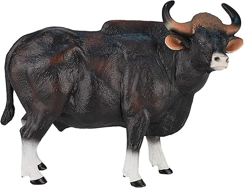 MOJO Gaur Bull realista domesticado animal de granja juguete réplica pintada a mano figura