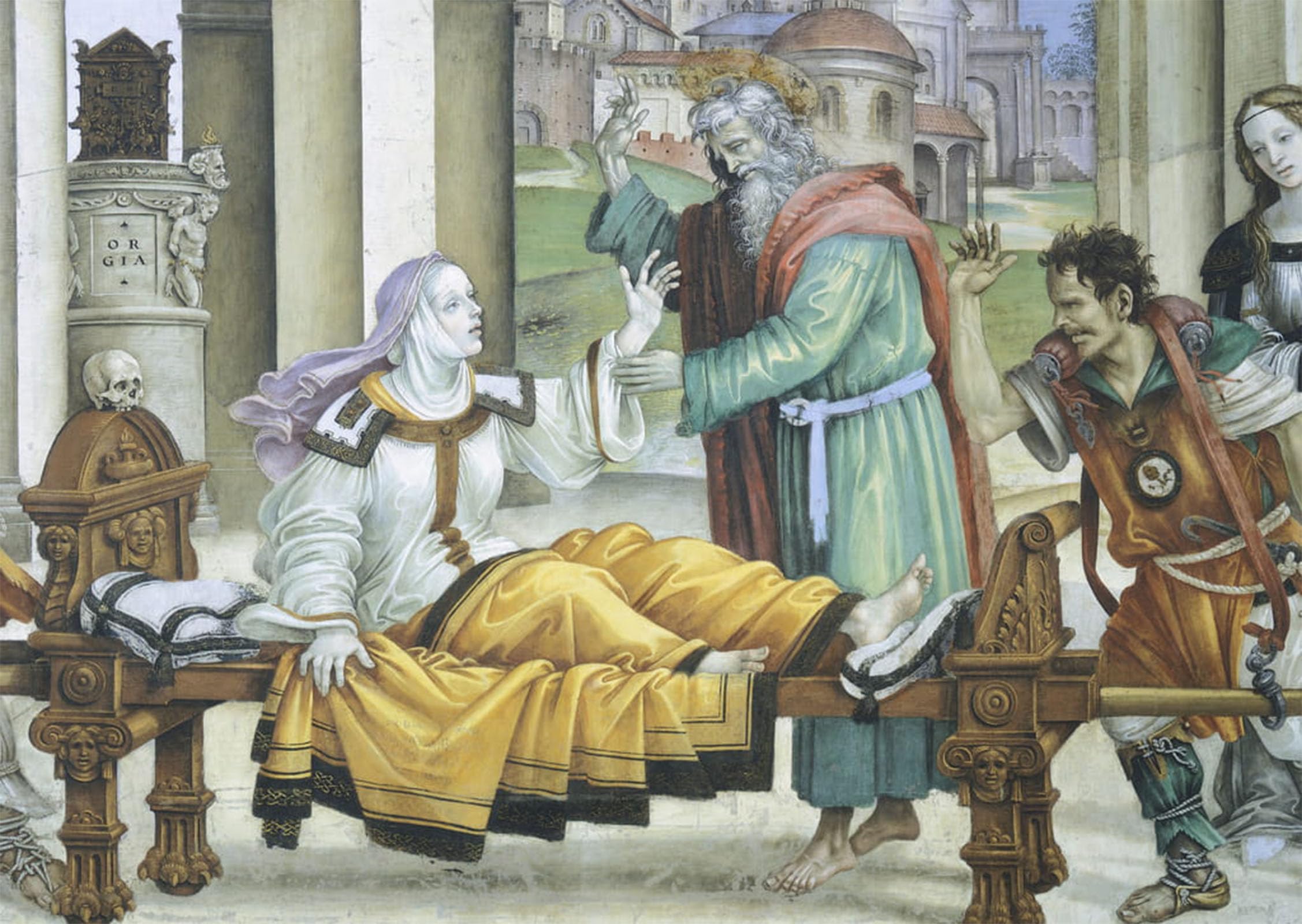 SERENDIPITP Vintage Picture Print on Canvas Wall Art Poster St the Evangelist Resuscitating Drusiana by Filippino Lippi Artwork Print Poster for Wall Decor 60x90cm