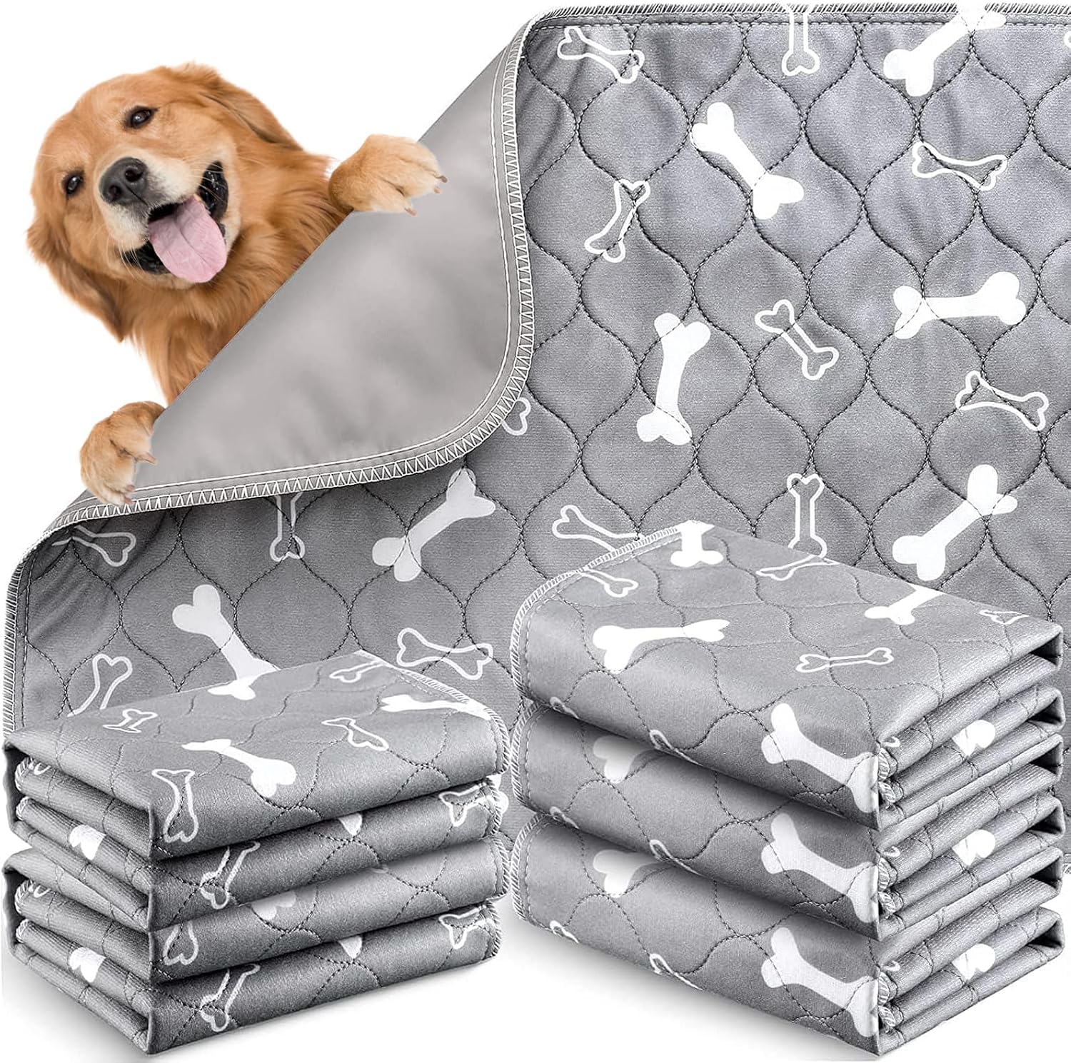6er Welpenunterlage Waschbar Puppy Training Pads, 40 x 60cm Trainingsunterlagen,auslaufsicher und rutschfest Hundeurinpads, saugfähige Unterlage für Welpen, Alte Hunde oder inkontinente Hunde
