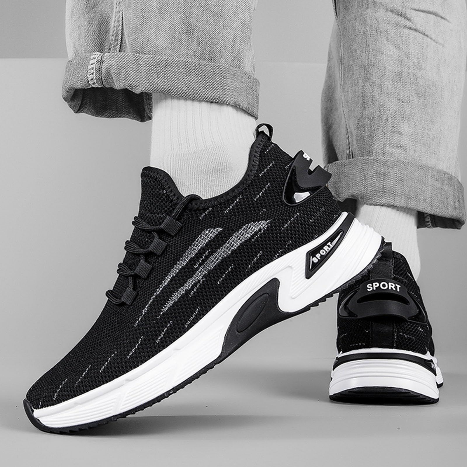 Elevator Shoes - Zapatillas de deporte para hombre, 10 cm, invisibles, de malla, transpirables, ligeras, cómodas, informales, para correr, correr, primavera, verano, Elevatorshoes