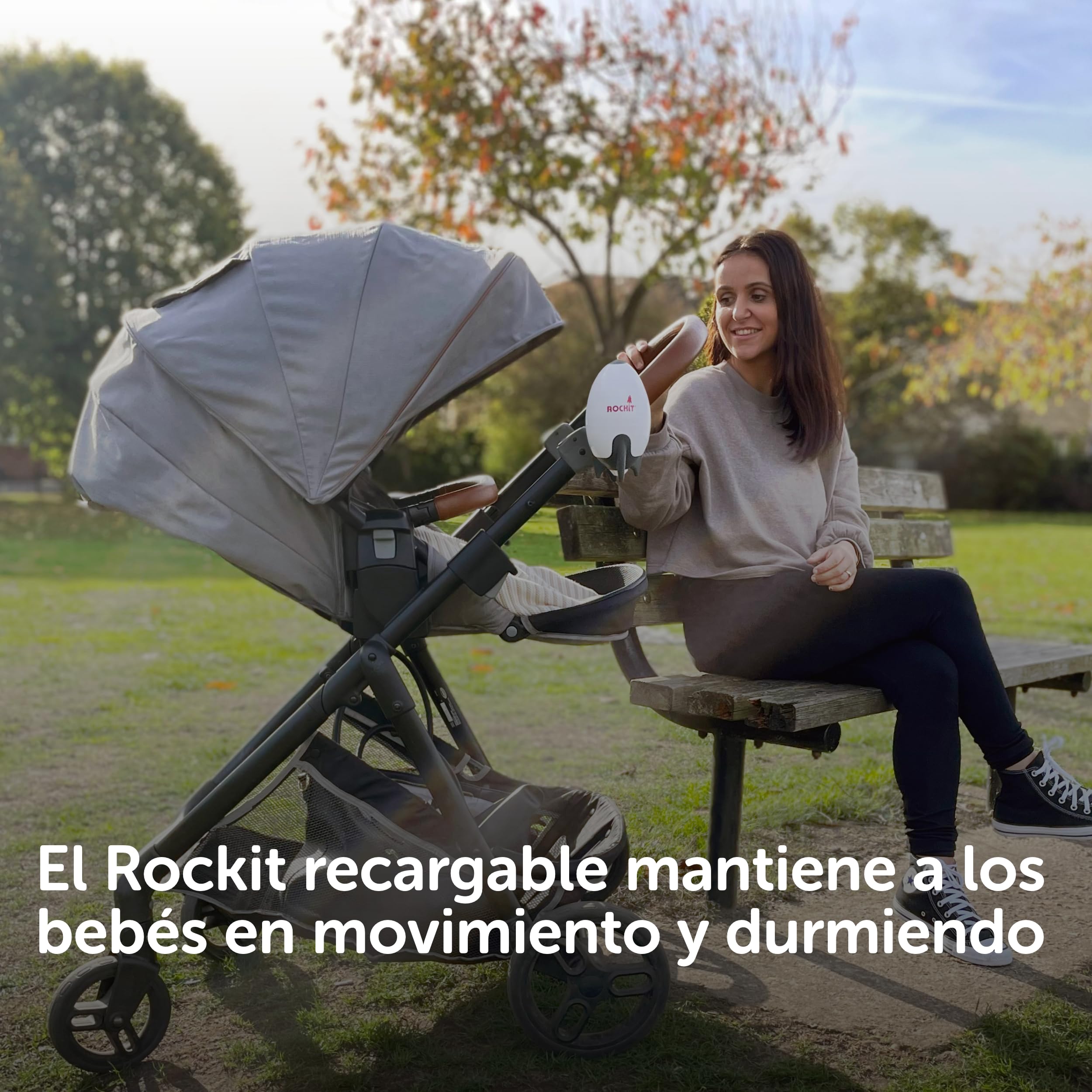Rockit Rocker recargable – Ayuda para dormir para bebés balancea suavemente cualquier cochecito o cochecito, velocidad ajustable – Se adapta a todos los cochecitos y cochecitos para crear un bebé