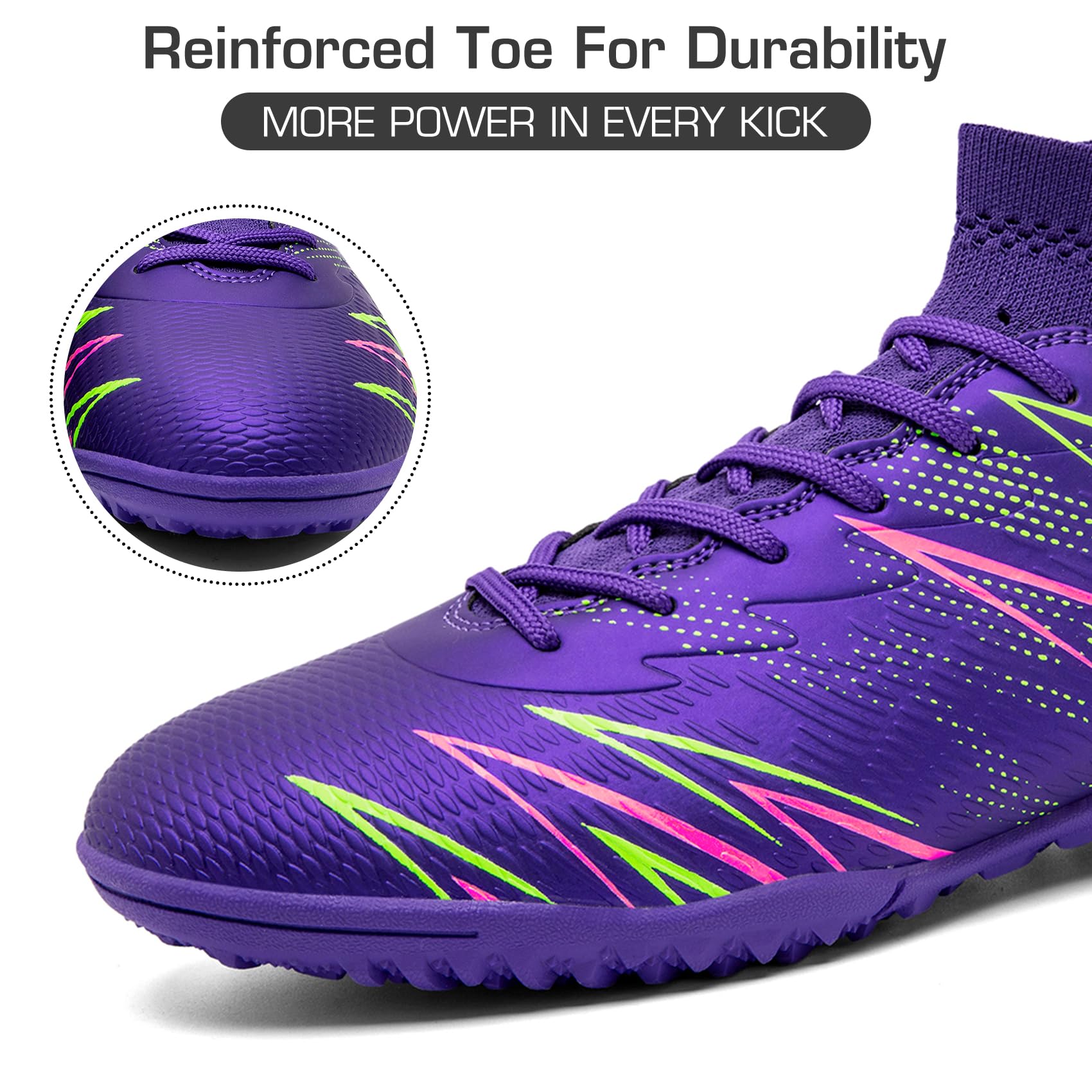 Chaussures de Football Homme Femme Futsal TF Chaussures Turf Antidérapantes Crampons Courts High Top pour Entraînement Adolescents