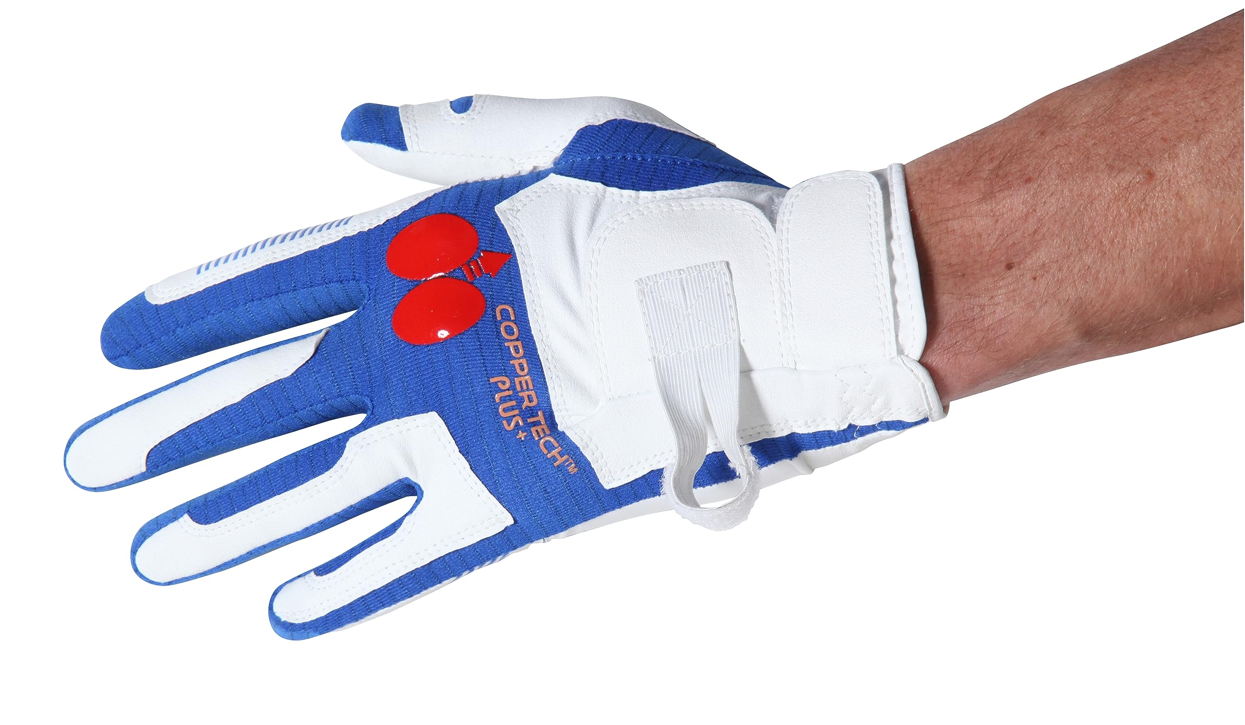 Copper Tech Training Glove Men's Left Hand, White and Royal Blue, Medium