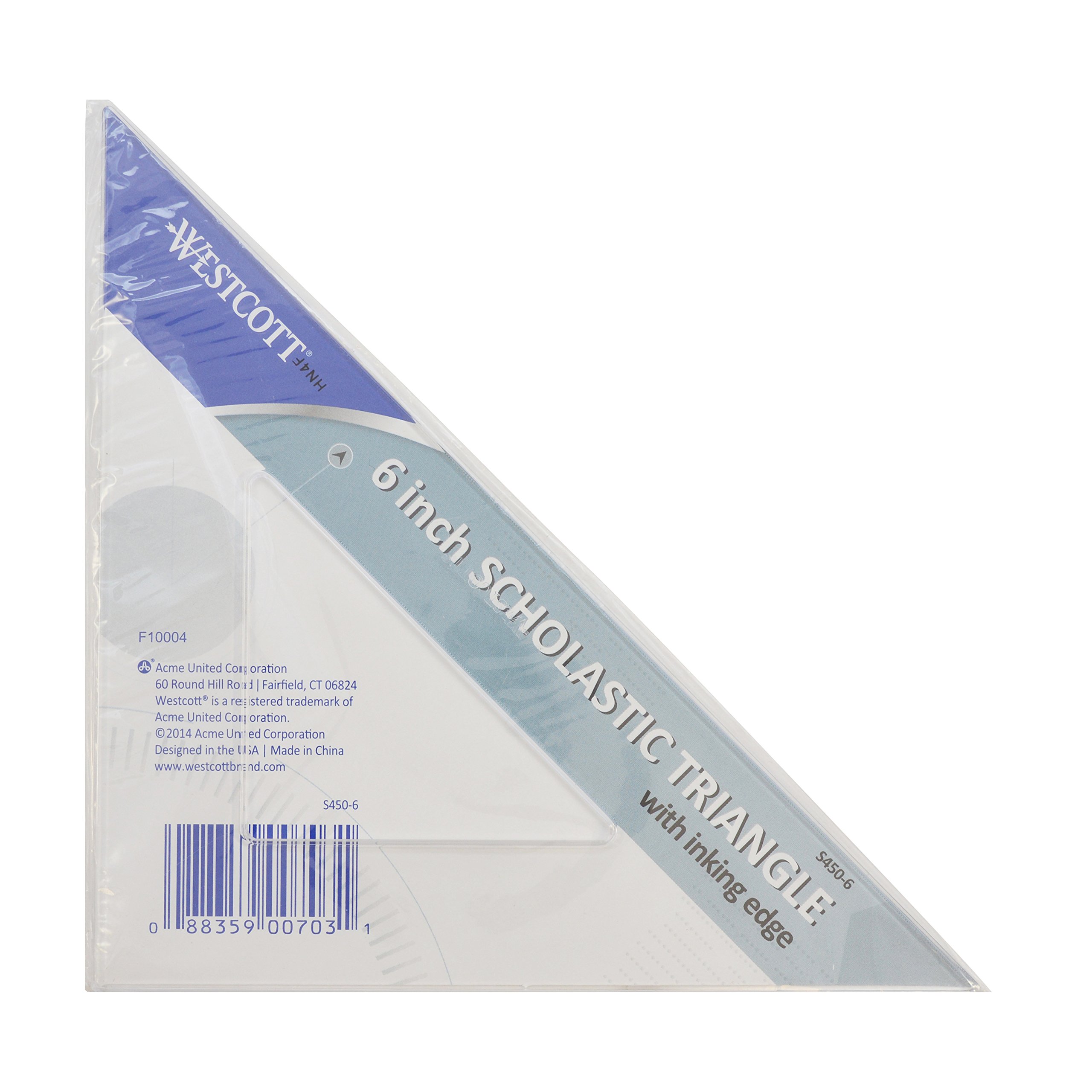 Westcott Styrol Triangle, 15,2 cm 45/90 Grad, transparent (S450–6)