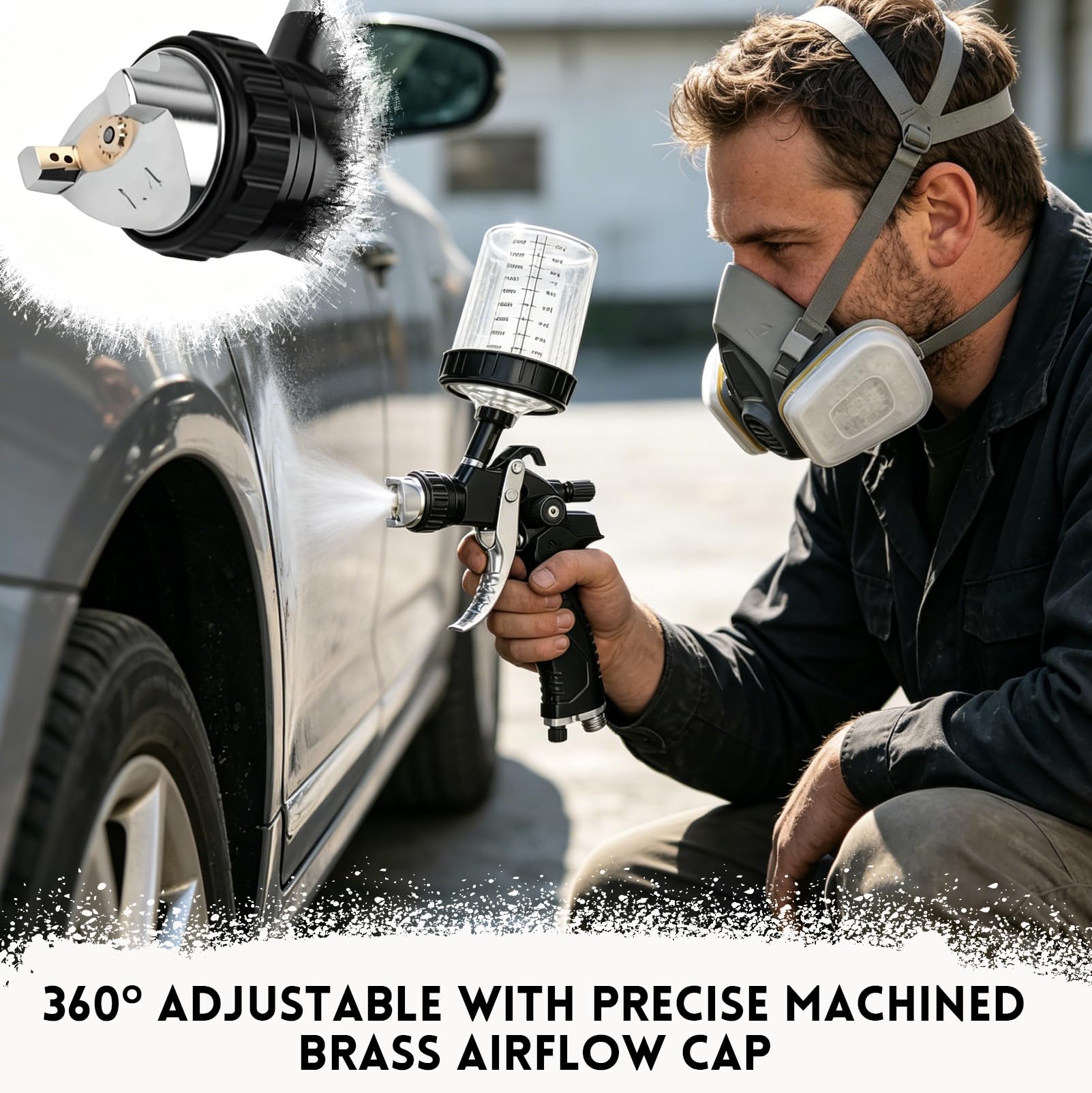 Kit Pistola a Spruzzo HVLP per Verniciatura, con Ugelli da 1,4/1,7/2,0/2,5 mm e Regolatore di Pressione Dell'aria, 10 Serbatoi Monouso da 600 ml, Sistema di Verniciatura Professionale