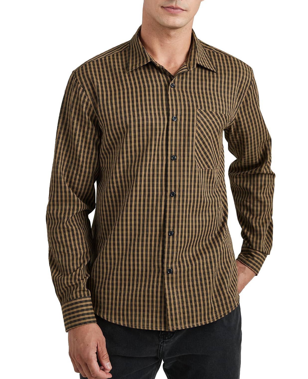 Enlision Camisa Hombre Manga Larga Camisas Cuadros Casual Clásica con Botones Bolsillo Camisa Leñador para Hombre Regular Fit S-6XL