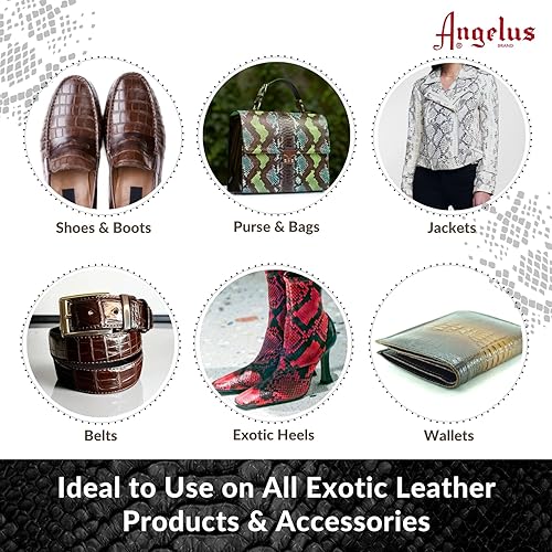 Miniatura 6 de Angelus Acondicionador y limpiador de cuero exótico, 8 onzas – Acondicionador y limpiador profundo de reptiles para zapatos, botas, cinturones,