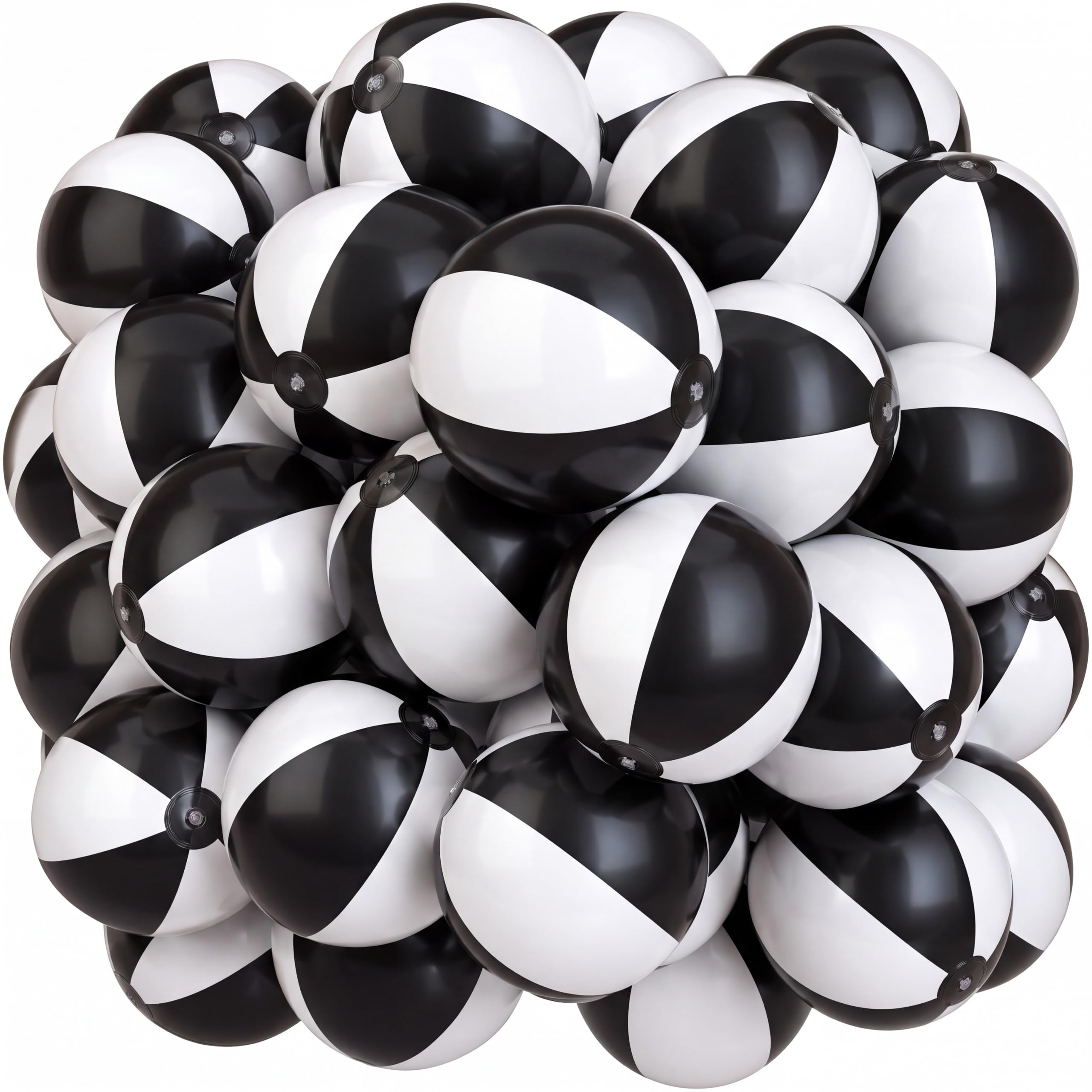 Zhanmai 40 palline da spiaggia gonfiabili, 25,4 cm, per piscina e spiaggia, per adolescenti e adulti, giocattoli per piscina, decorazioni estive hawaiane a tema tropicale, bomboniere (nero e bianco)