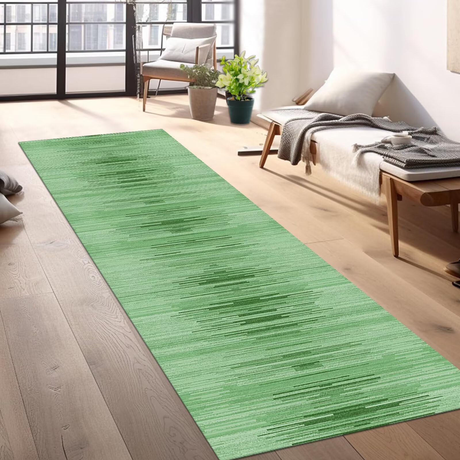 Tappeto Passatoia Cucina Antiscivolo Lavabile Tappeti Runner per ingresso interno Verde Antimacchia Tappeto Cucina Corridoio 110X180CM Soggiorno camera da letto Tappetino