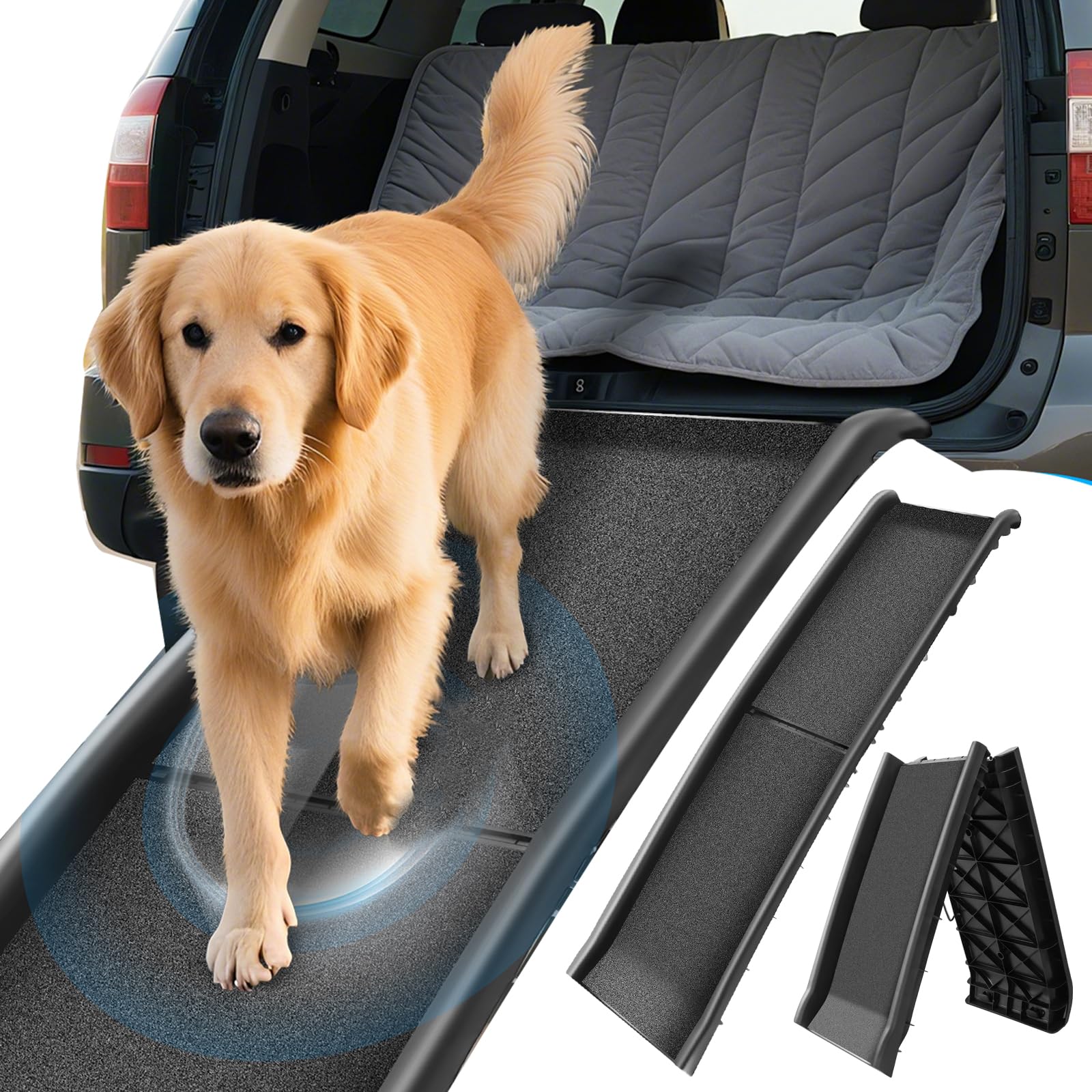 Pet Ramp Anti Slip Dog Ramps Large Dogs, Lightweight & Portable Plastic Dog Car Ramps with Anti-SlipTextured Safety Surface, Extra Long Pet Ramp Stairs Dogs Steps for Car,SUV,Truck, Bed,Sofa,Travel