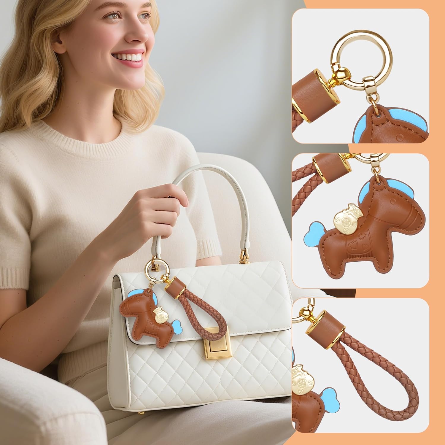 Leather Horse Bag Charm, PU Bags Charm for Women Girls Ladies - Image 5