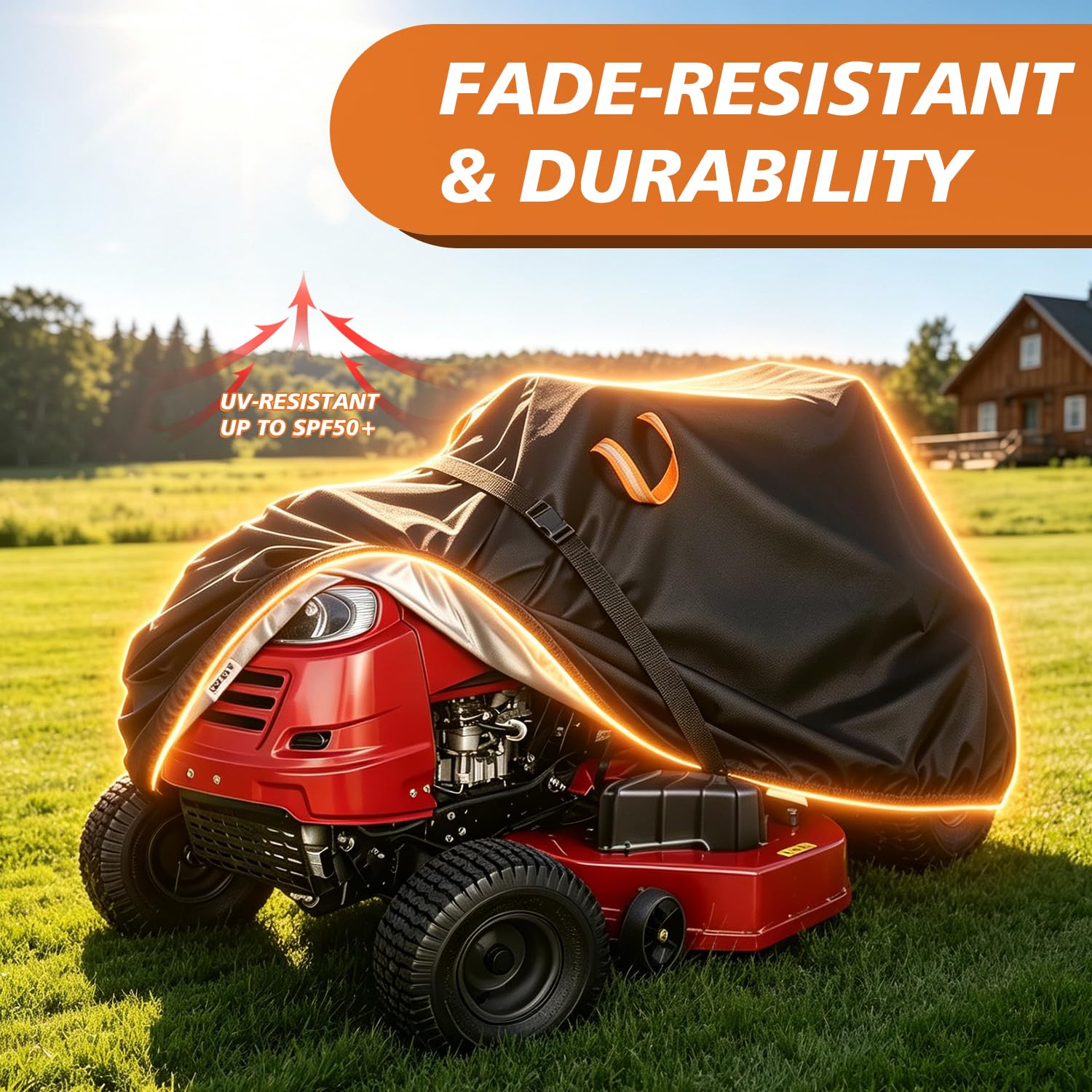 Fundas para cortacésped impermeables al aire libre, poliéster 600D resistente a los rayos UV 600D, se adapta a cubiertas de hasta 54 pulgadas, cubierta para cortacésped, accesorios de