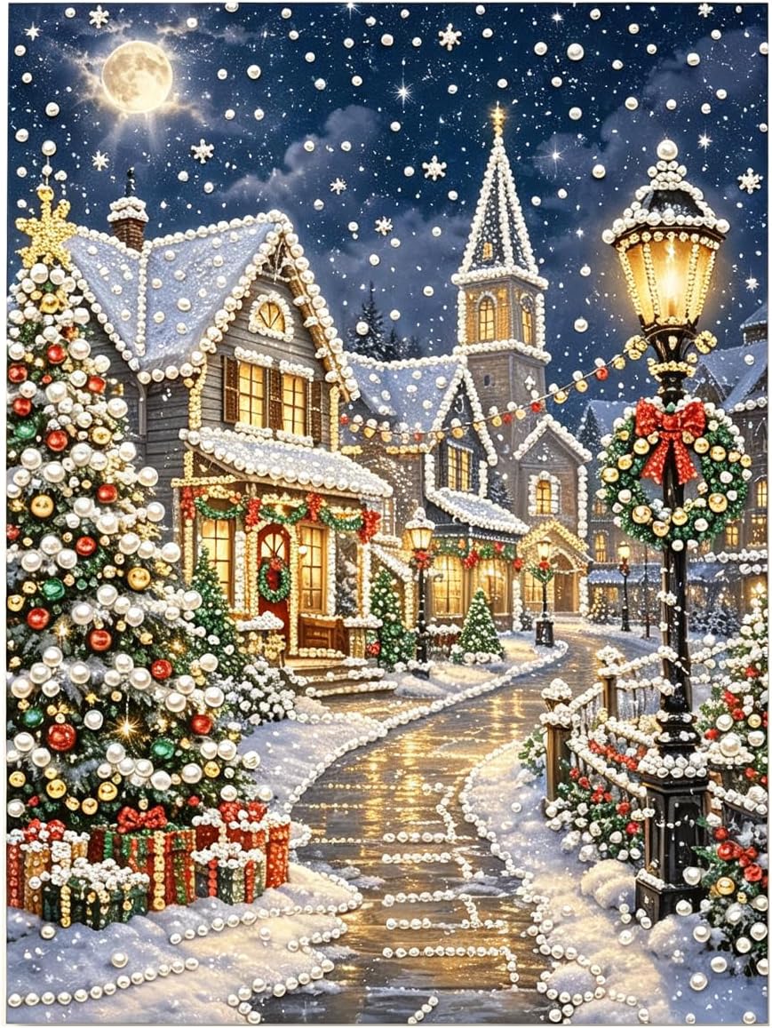 DIY Beaded Diamond Painting Kit for Adults, Framed 5D Pearl Art Craft