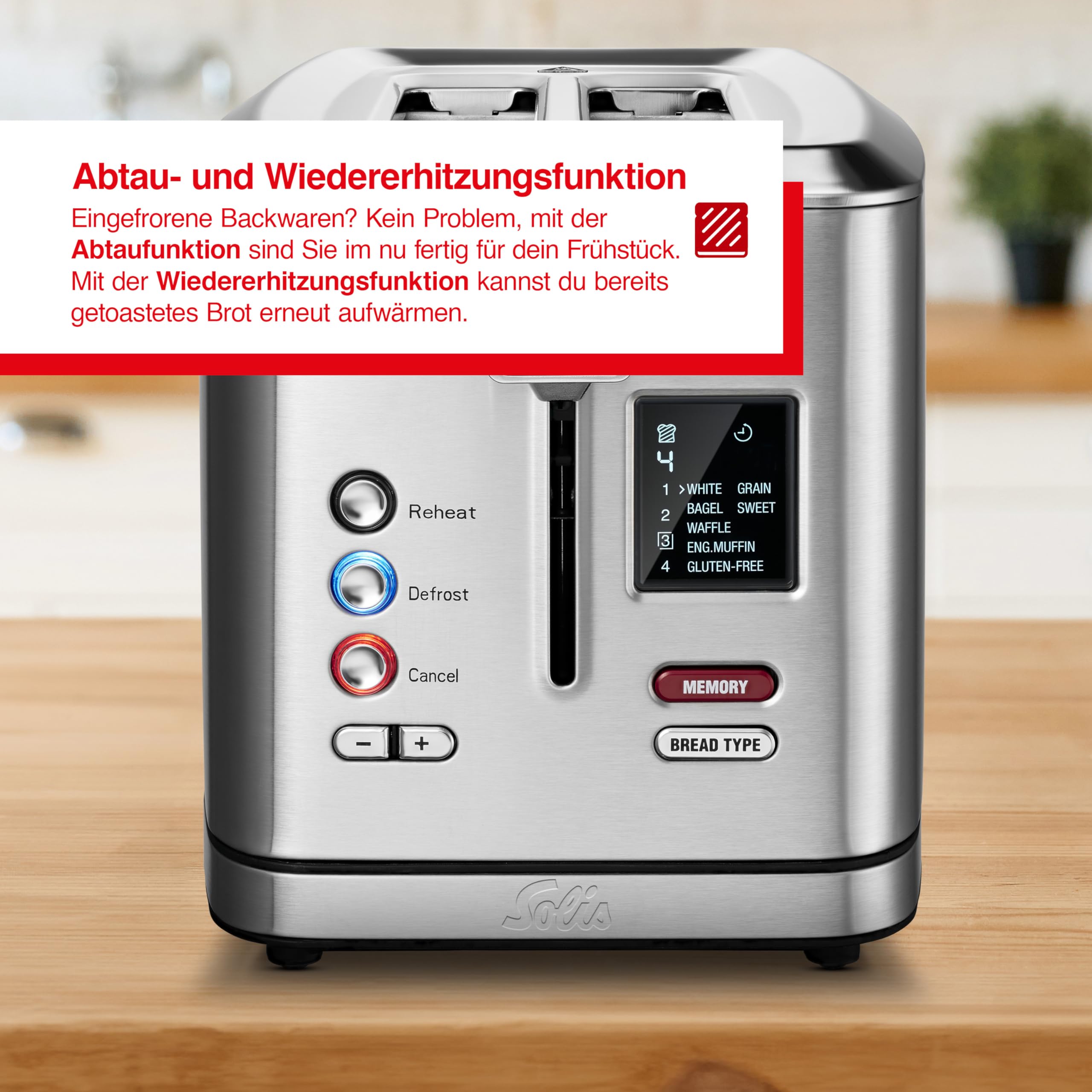 Solis Flex Toster 8004 opiekacz do kanapek – grill toster – funkcja do bajgle – bardzo szerokie szczeliny – 7 programów – łącznie z podgrzewaczem do kanapek