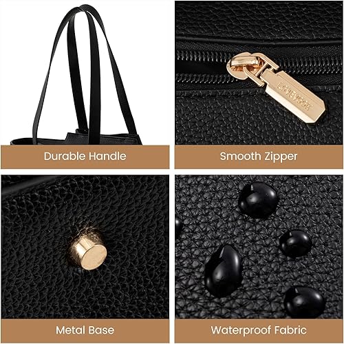 Miniatura 5 de LOVEVOOK Bolsa para laptop para mujer, 15.6 pulgadas, piel sintética, con embrague, bolso de oficina de gran capacidad, maletín para computadora