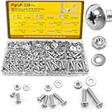 358PCS Machine Screws and Nuts Assortment Kit, #6-32#8-32#10-24 Phillips Pan Head Bolts Assorted, 304 Stainless Steel Nuts Bolts and Flat Washers Set