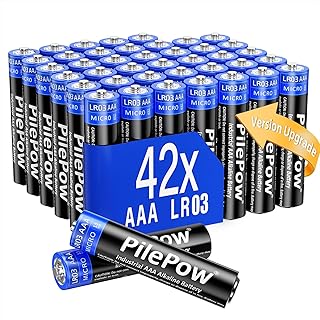 Lot de 42, Piles AAA alcalines industrielles, 10 ans de conservation, LR03 1,5 V, Piles jetables performant pour Jouet, Réveil, Télécommandes, lampe de torche, clavier souris et appareils électronique