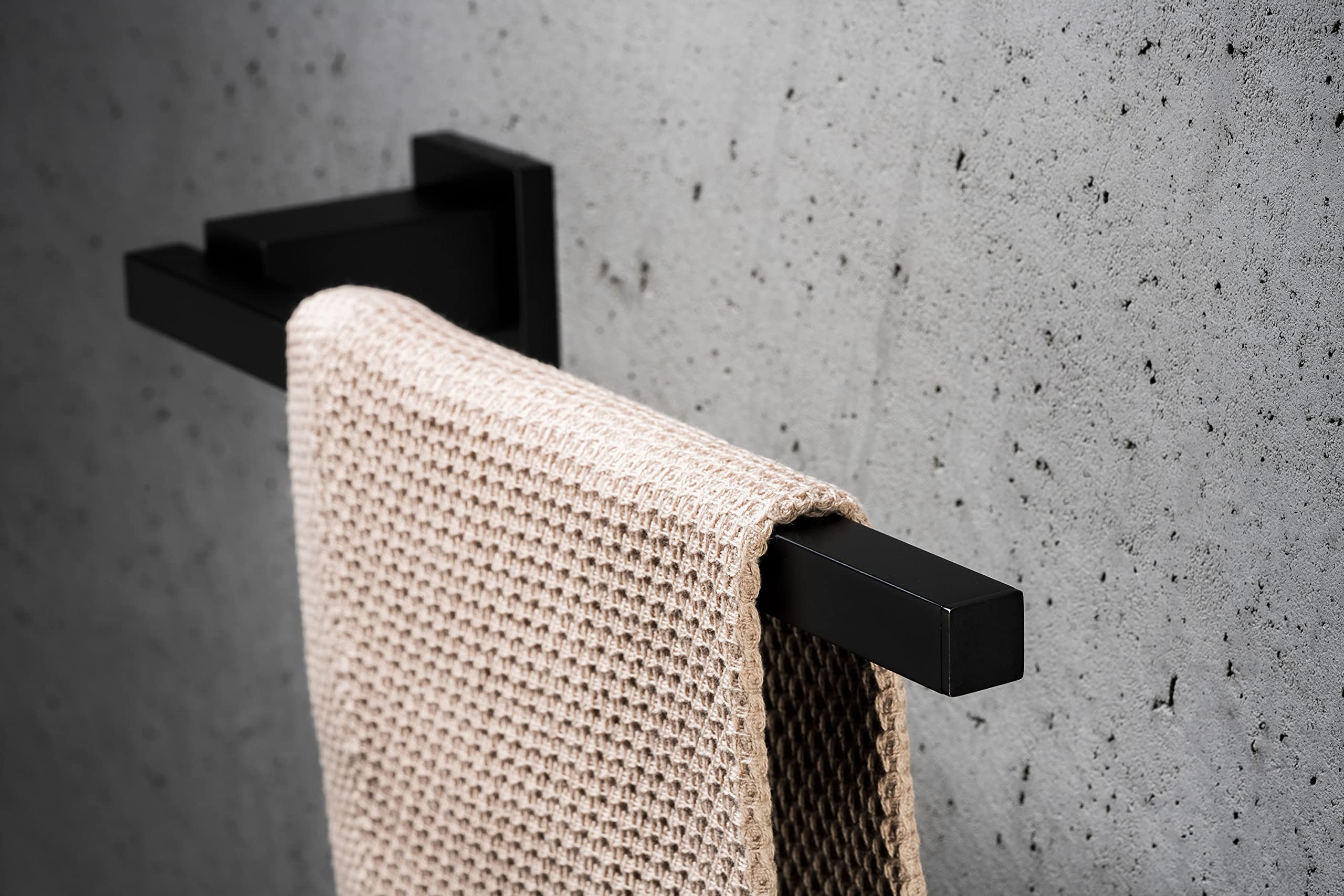 270S1-B Toallero de Pared 32cm | Soporte para Toallas y Paños de Cocina o Baño | Diseño Moderno y Elegante, Latón Cromado Negro Mate