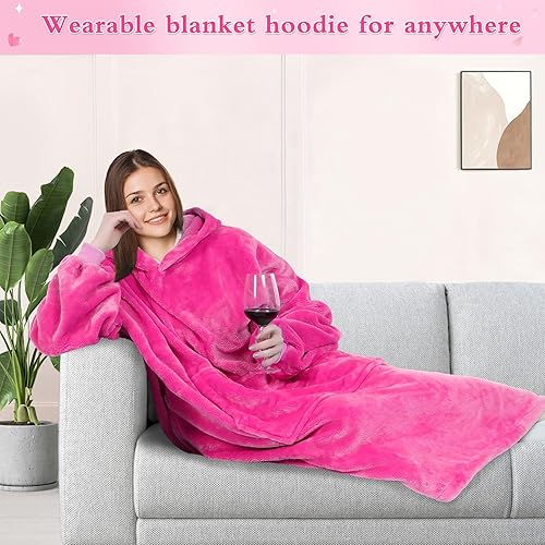 Miniatura 9 de Kpblis Manta con capucha para mujeres y hombres, sudadera con capucha de gran tamaño, manta de lana gigante cálida y acogedora, de vellón, con