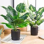 Der Rose 2 Pack 16" Fake Plants Black Artificial Plants for Modern Bathroom Bedroom Office Home Decor Indoor