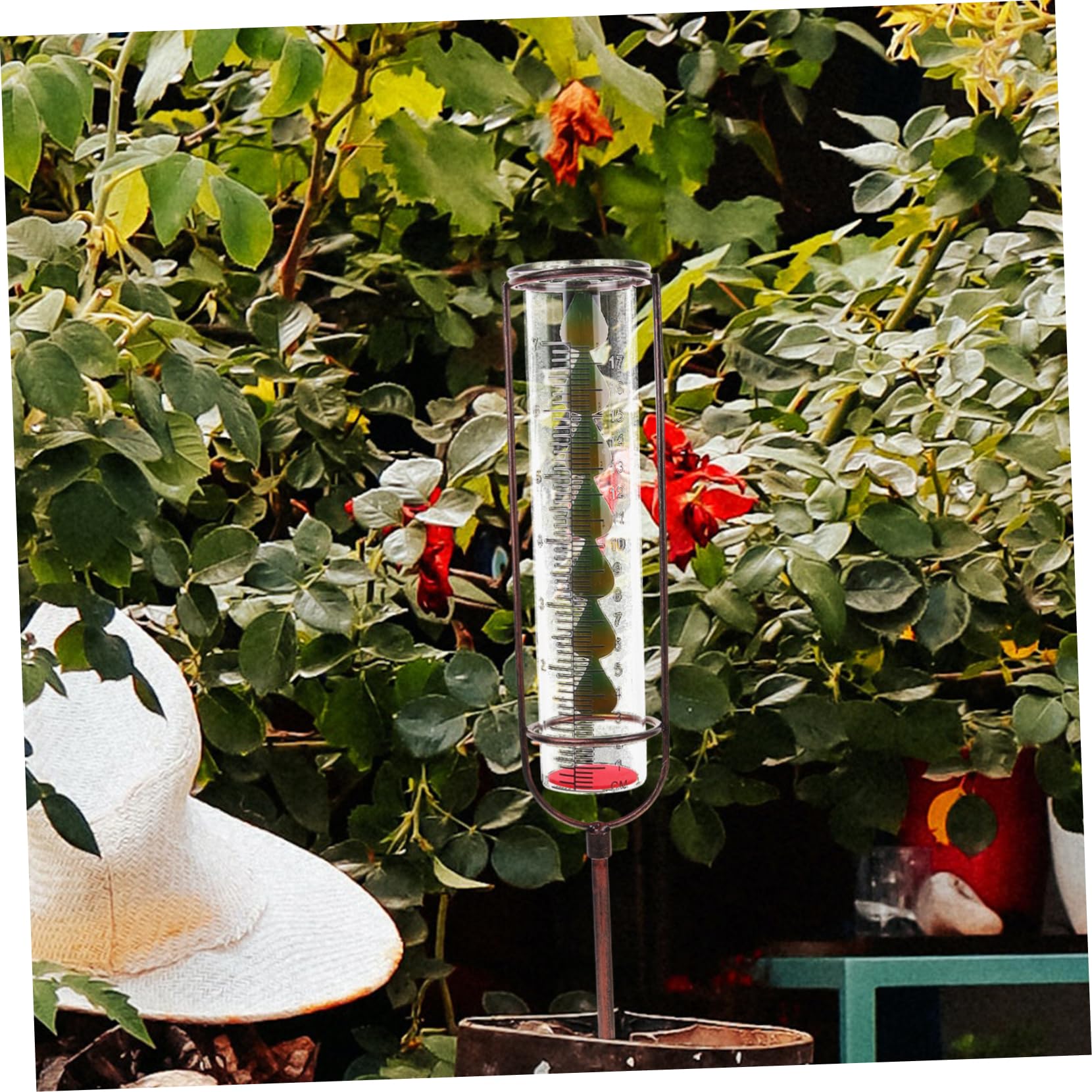 Unomor Digital Rain Gauge Replacement Tube Outdoor Yard Test Tube Rain Gauge Iron Frame Yellow Copper