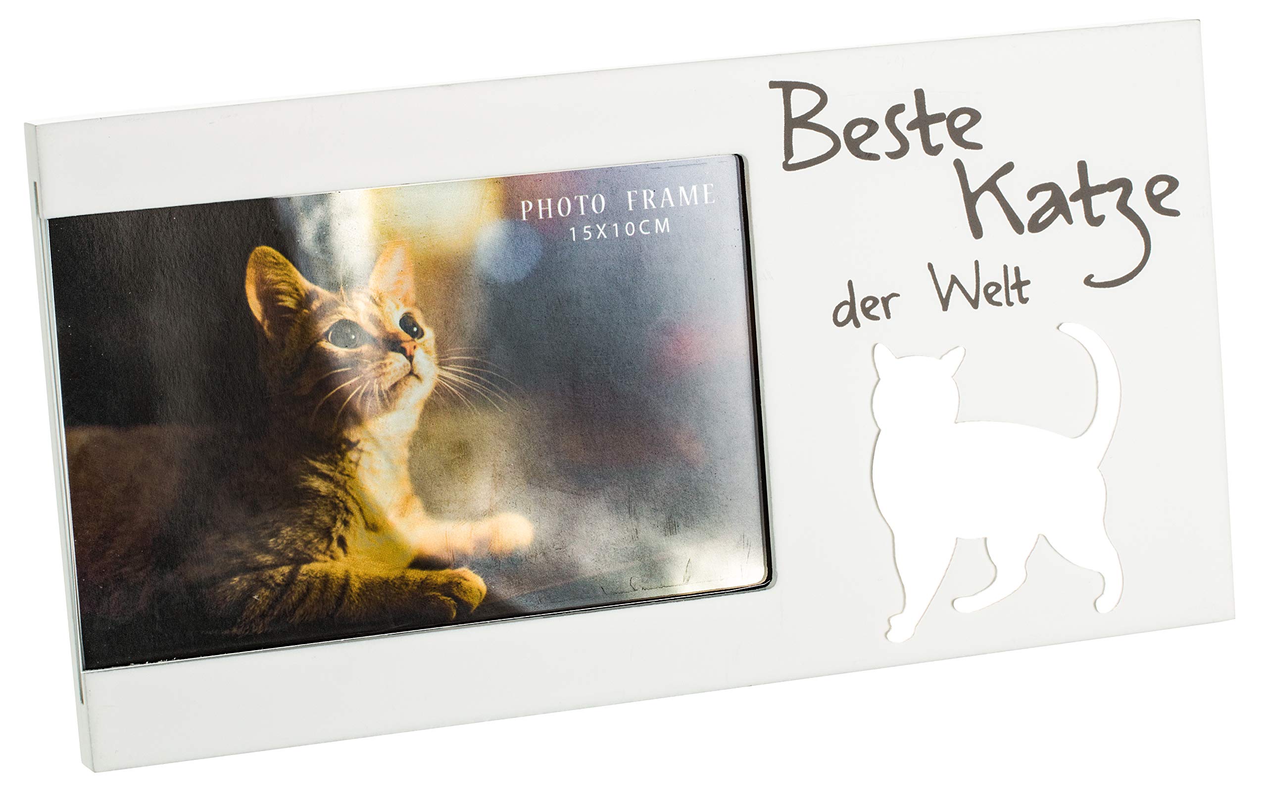 BrandssellerPicture Frame Photo Frame Best Cat in the World with Mirror Cat 25 x 13 x 1.5 cm