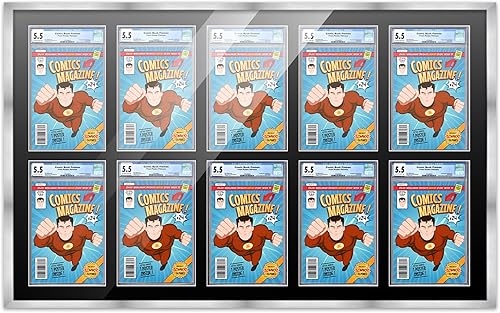 Miniatura 150 de Poster Palooza Marco de cómic con paspartú para 2 cómics CGC, CBCS o PGX Graded Comics – Marco de cómic negro para cómics de 8.125 x 13 pulgadas