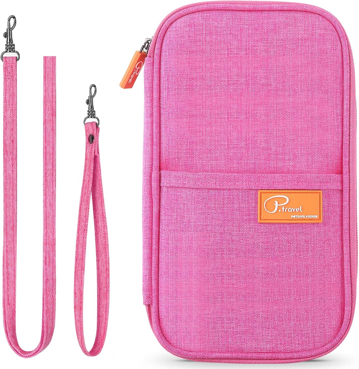 Cartera para pasaporte de viaje RFID, porta pasaporte familiar, organizador de documentos de viaje serie P.Travel (rojo rosa)