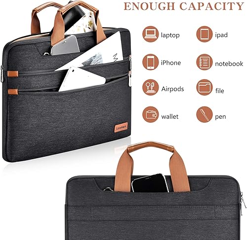 Miniatura 2 de LONMEN Bolsa de hombro para laptop de 17.3 pulgadas, funda de transporte para Lenovo IdeaPad 330 de 17.3 pulgadas, Dell Inspiron 17 5000, HP