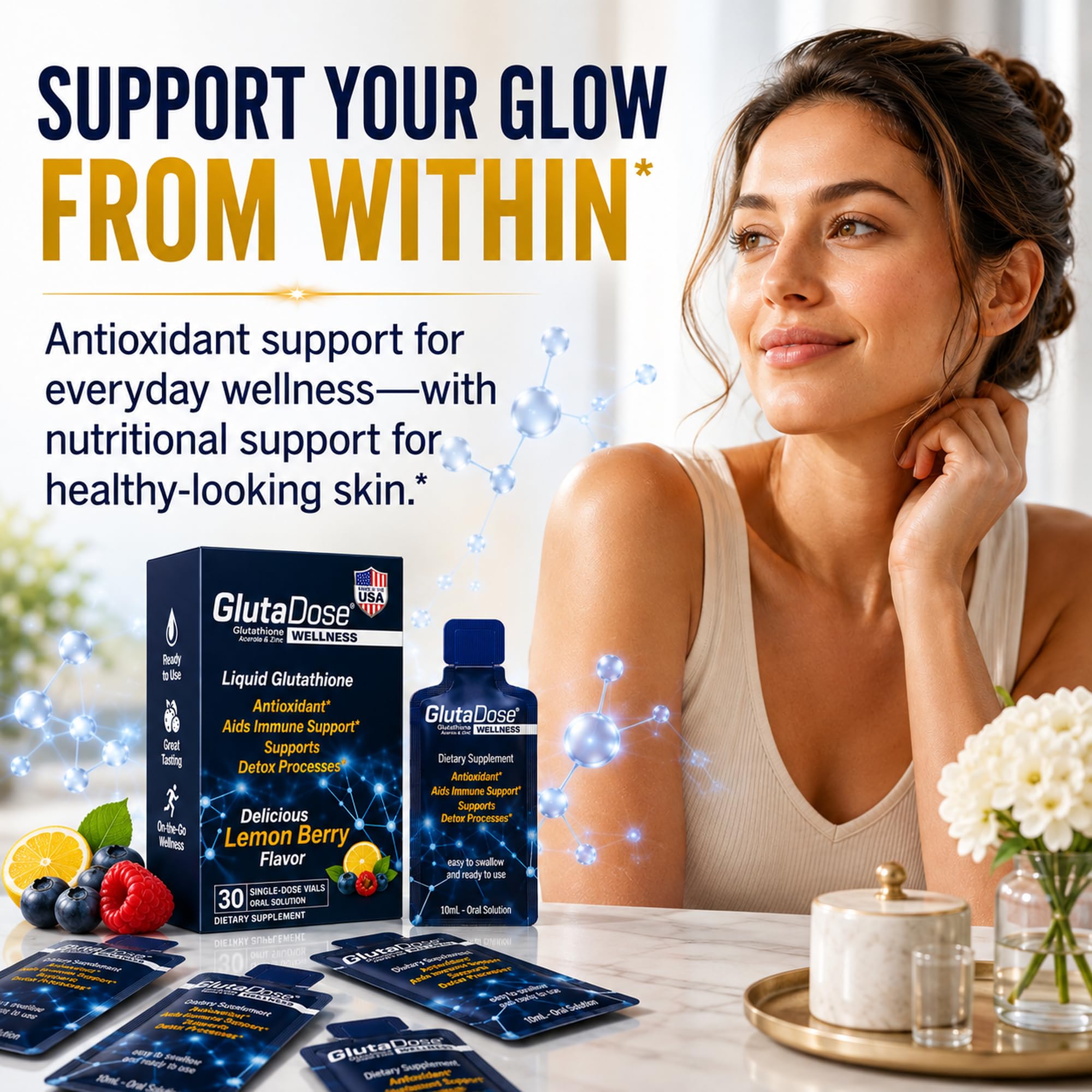 GlutaDose Liquid Glutathione 500mg, Lemon Berry, Vitamin C & Zinc, 30 Vials — Amazon image 9