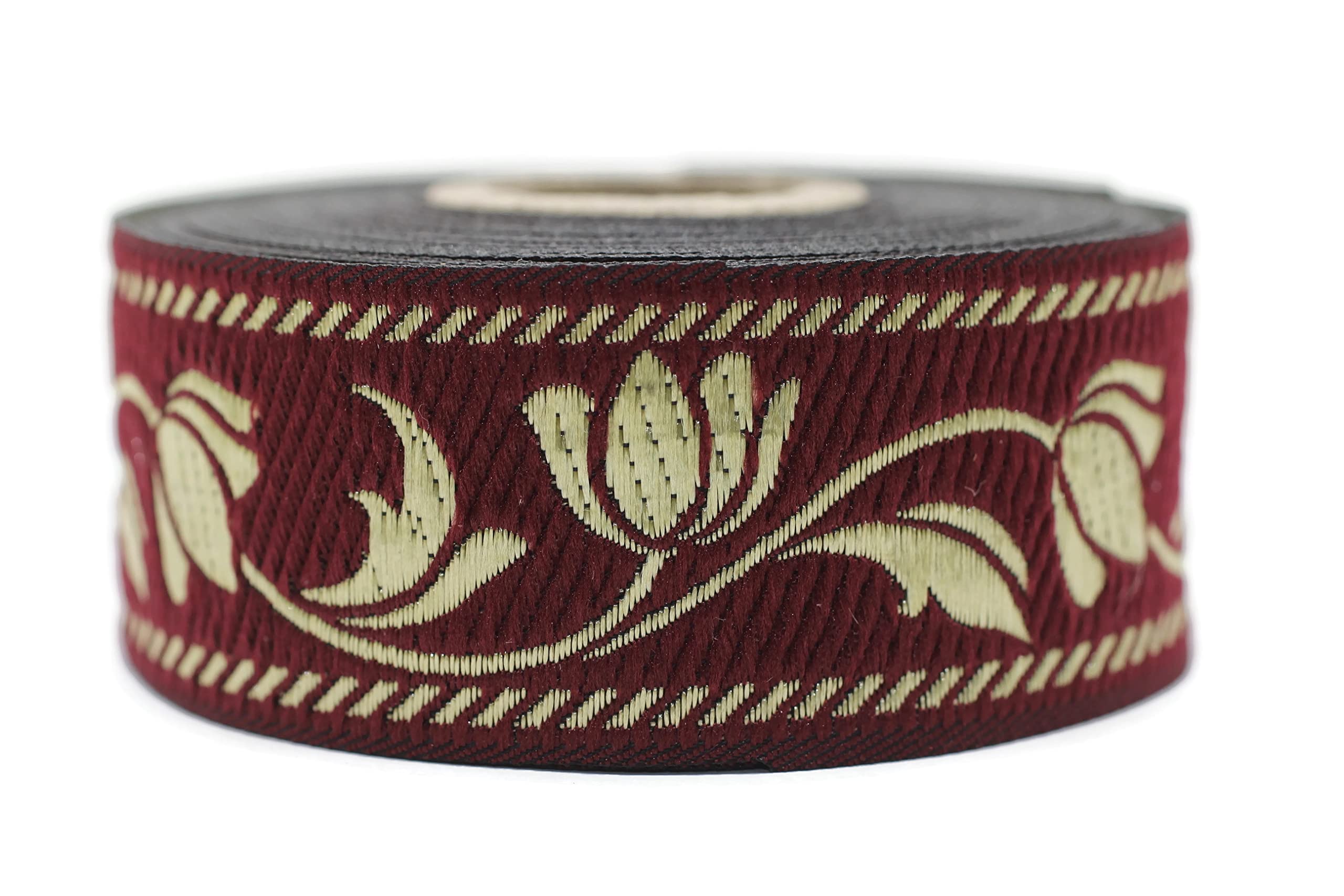Ruban jacquard de style Bordeaux d'excellence pour mercerie créative 35mm