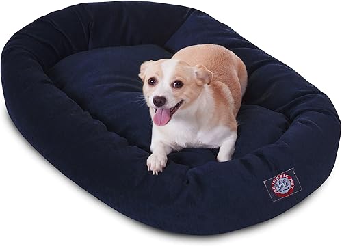 Miniatura 51 de Majestic Pet Cama para perro calmante de microterciopelo de 40 pulgadas, lavable – Acogedora cama redonda suave para perros con borde elevado para