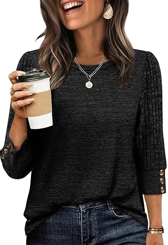 3/4 Length Sleeve Womens Tops Sweaters Shirts Lightweight Spring Outfits