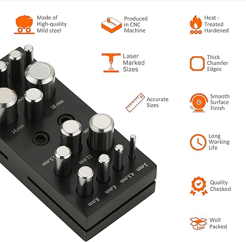 Miniatura 3 de Splenor Tools Cortador de discos perforadores redondos de 14 unidades, para hacer joyas, herramienta de corte y trabajo de metal, tamaño