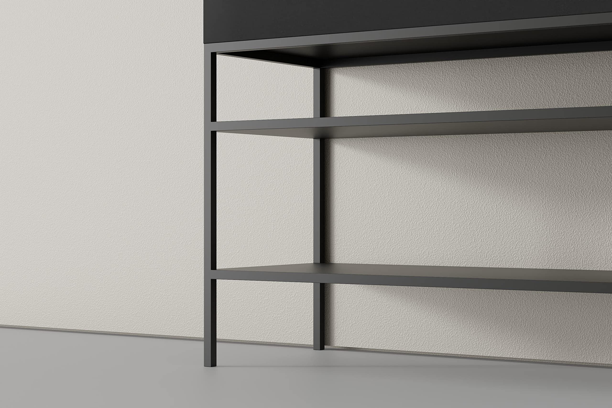 BERNSTEIN - Double Vasque Lavabo Rectangulaire à poser/suspendre Quartz Noir 153x45x15cm fonte minérale Lave main mural + Console métallique sur pieds - Design, Robuste & Durable - TWG16