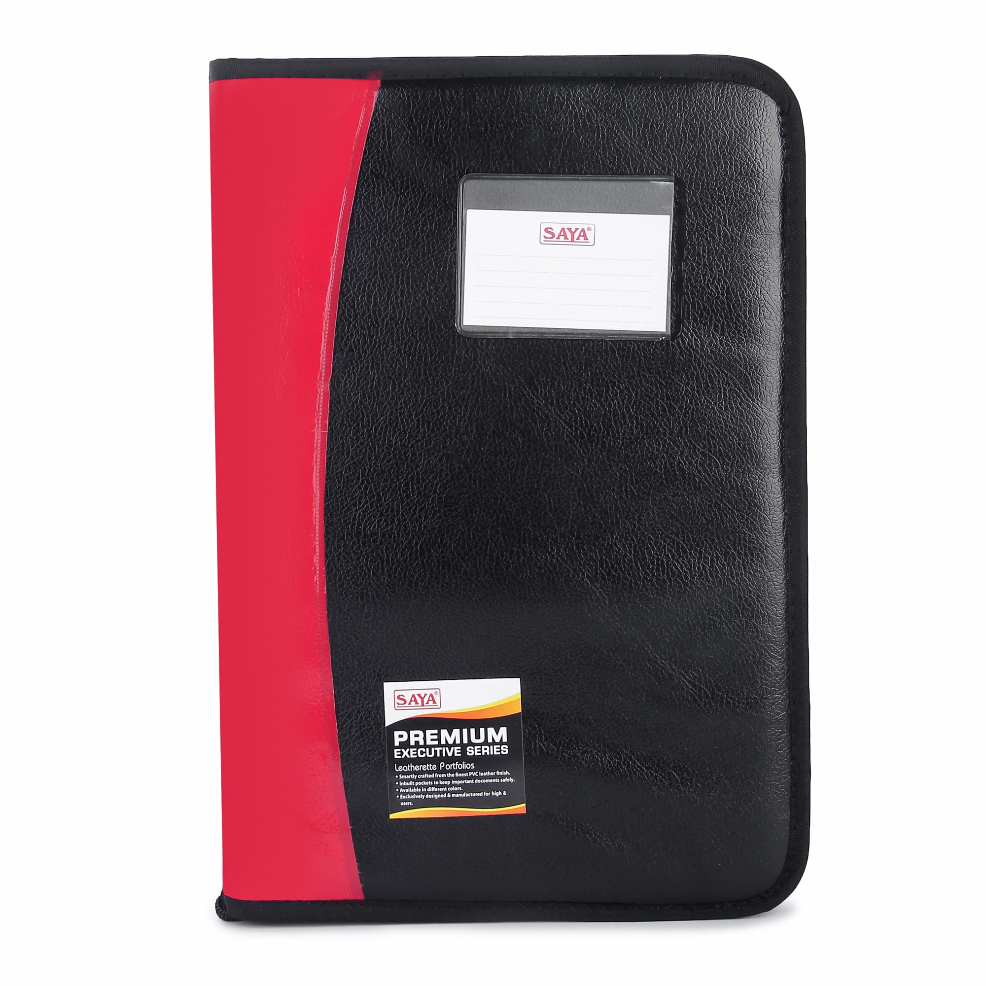 SAYA Cartella portadocumenti Executive con 10 tasche in similpelle con cerniera, porta carte e CD con passante per penna, caratteristiche organizzative per certificati A4 FS B4, elegante design rosso