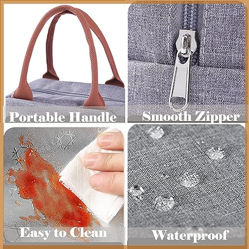 Miniatura 4 de YFJQTZX Bolsa de almuerzo para mujeres, hombres y adultos, reutilizable, para el trabajo, picnic o viajes (color gris)