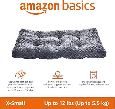 Amazon Basics Washable Cat and Dog Bed and Crate Pad, Indoor, Easy to Clean, 23 x 18 x 2.5, Gray