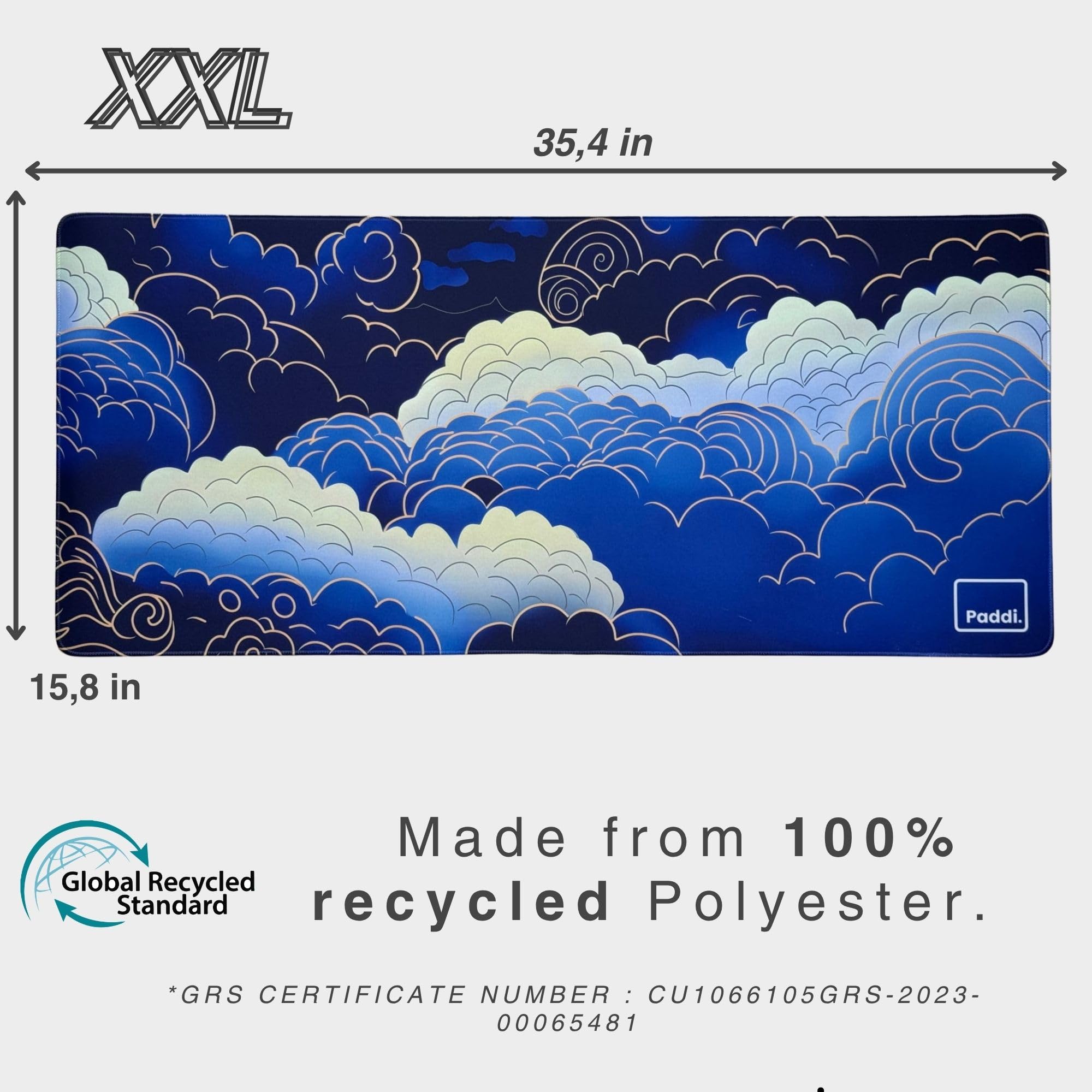 XXL Gaming Mouse Pad, Large Mouse Pad, Office Mat, Non-Slip Rubber Base – Extra Large Size: 35.1 x 15.8 – Clouds