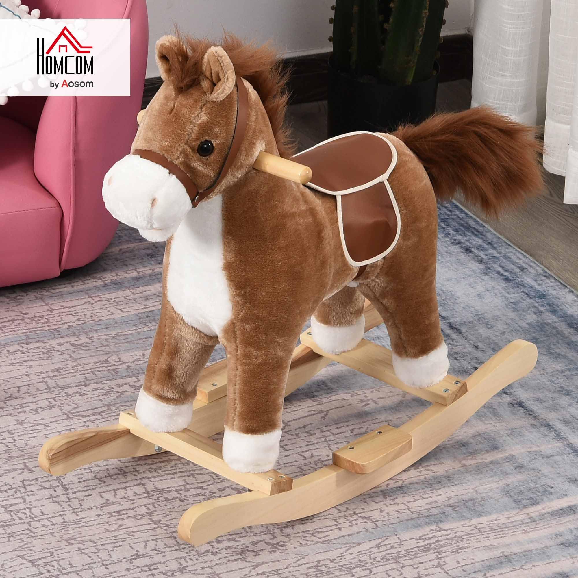HOMCOM Hobbelpaard voor kinderen baby schommeldier paard voor 36-72