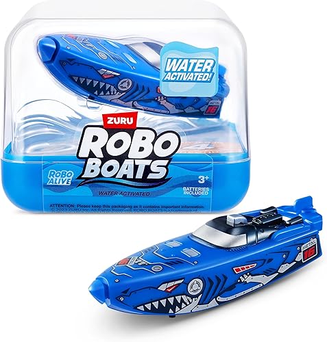 Miniatura 2 de Robo Alive ZURU - Botes robo, tiburón tigre y tiburón robo, paquete de 2, juguete de barco activado por agua, (exclusivo de Tienda)