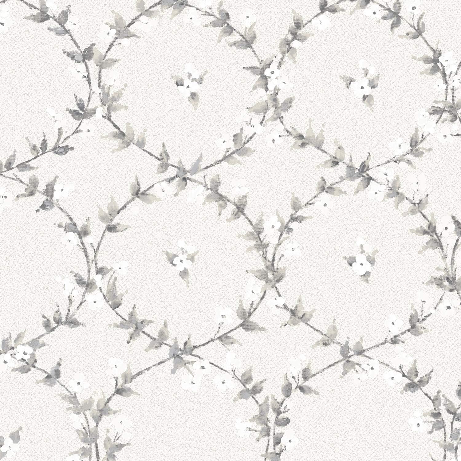 Norwall AF37744 Floral Laurel Pre-Pasted Wallpaper, Light Grey, Dolphin, Grey