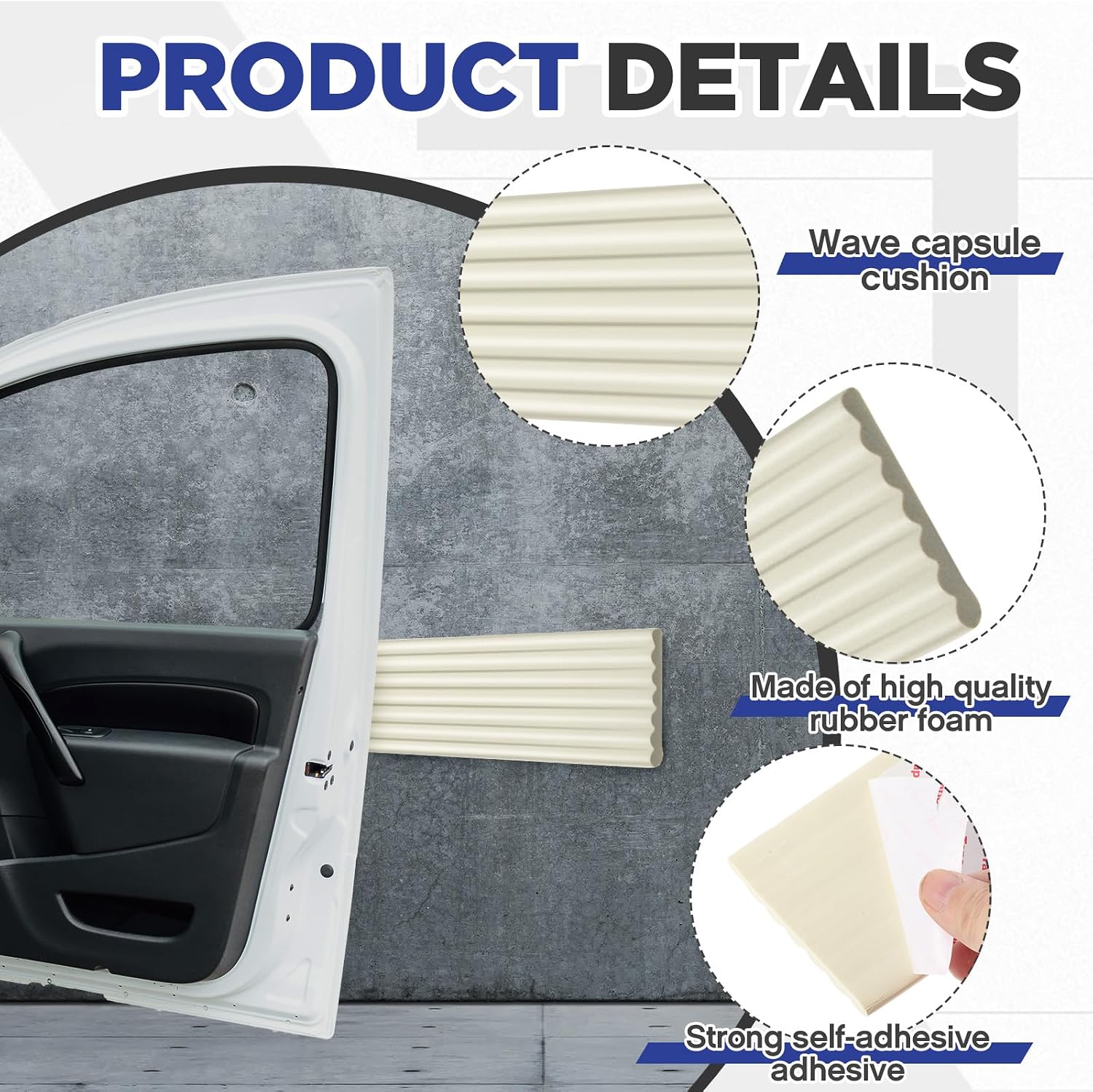 Garage Wall Protector, 19.7ft x 3.15in Garage Car Door Protector Waterproof Anti-Scratch Wall Bumper Guard Self Adhesive Rubber Strip for Warehouse Car Doors Parking Assist (Beige)
