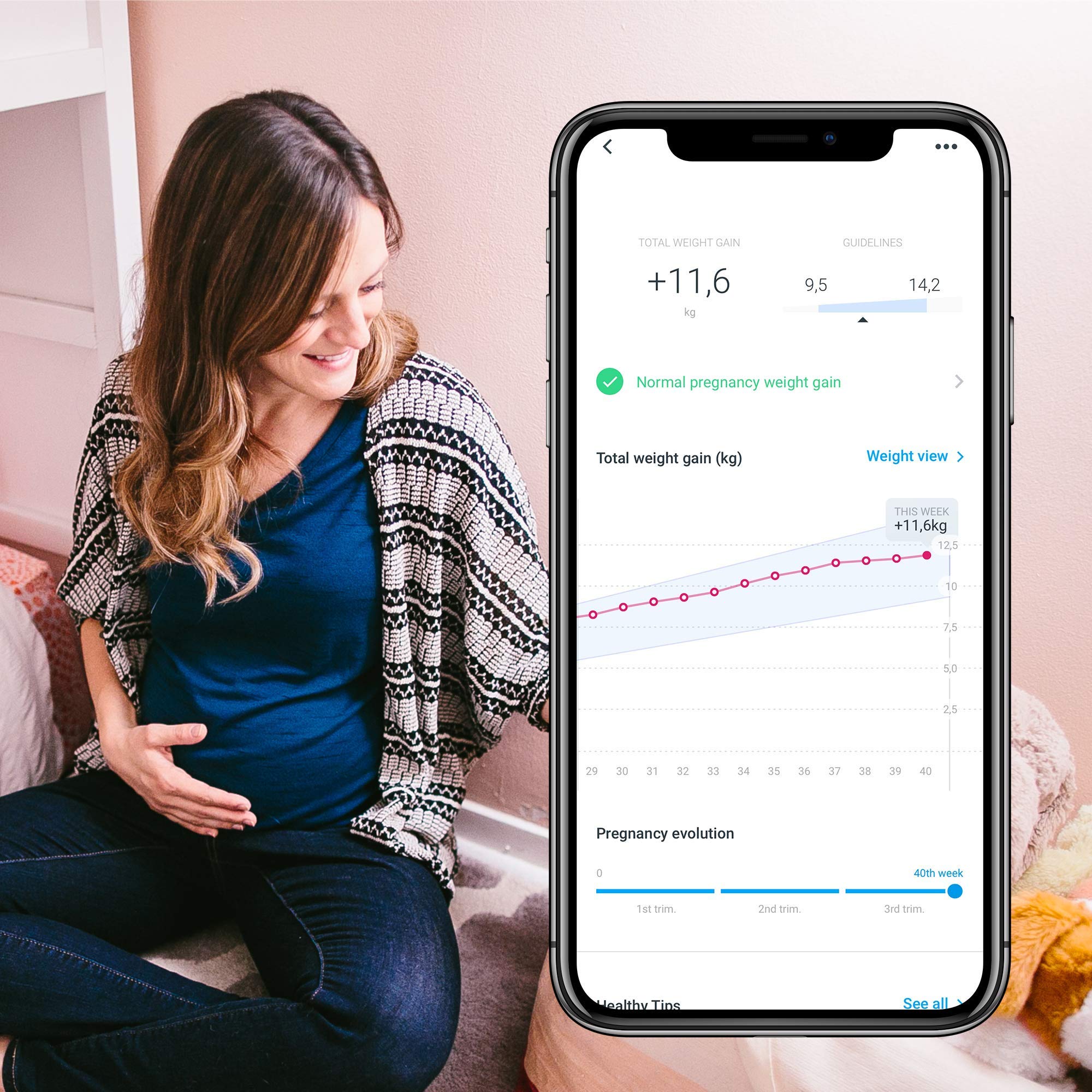 Withings Body+ - Smart-Waage mit Messung von Körperfett, BMI, Muskelmasse, digitale Körperfettwaage (Generalüberholt)