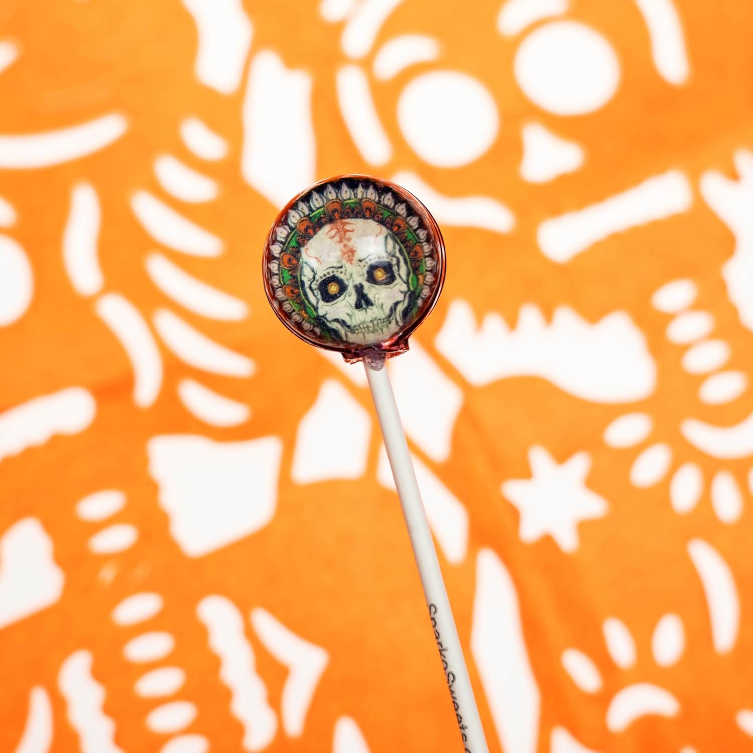 Sparko Sweets La Catrina Sugar Skulls Day of the Dead Lollipops with Gift Packaging, 10 Lollipops, 3D Spherical Designs, Handcrafted in USA, 1 Pound