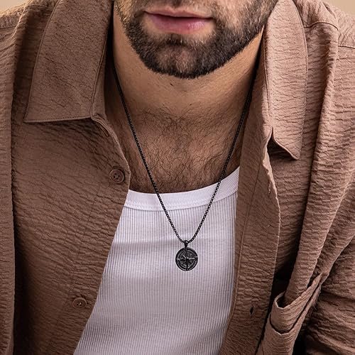 Miniatura 7 de Spear Pendant Necklace For Men - Handmade Necklace Combined With A Spear Pendant And Black Cubic Zirconia - Stainless Steel Necklace For Men  24"