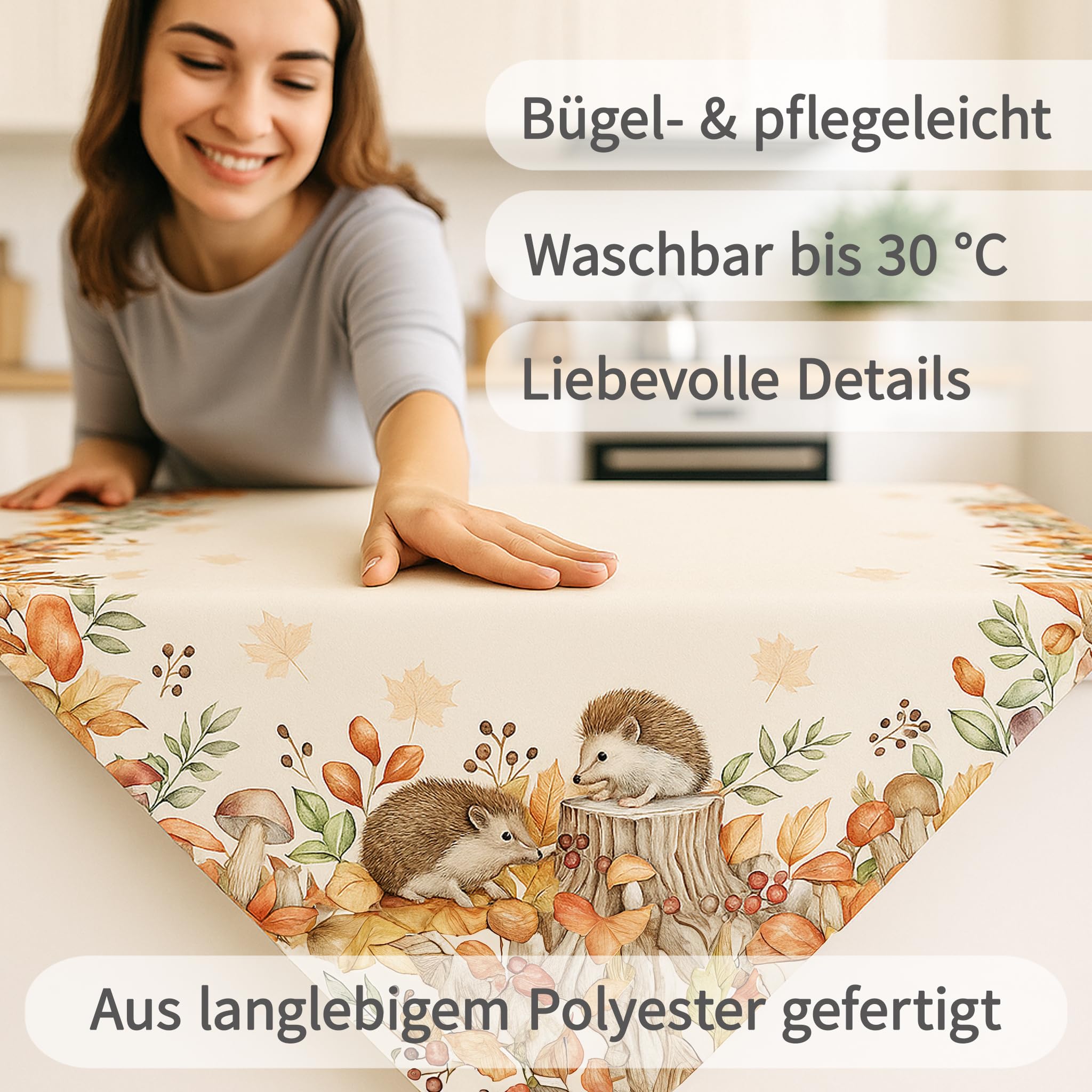 Tischläufer Herbst 45 x 140 cm mit gewebtem Kürbismotiv Gobelin-Art - Tischdeko für Küche & Tisch