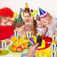 Vista 5 de ShineMe Vasos para niños pequeños con pajitas a prueba de derrames, vasos reutilizables de acero inoxidable de 12 onzas con pajillas, tapas y fundas