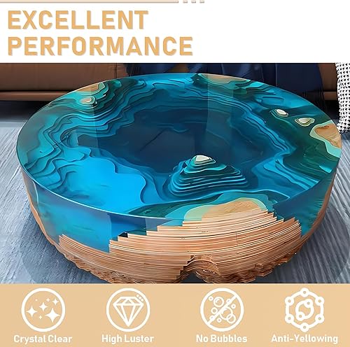 Miniatura 4 de Puduo Kit de resina epoxi de 72 onzas, resina epoxi transparente recién formulada, fuerte, sin burbujas, resina artística antiamarilleamiento que,