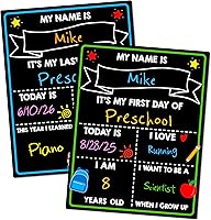 First Day of School Chalkboard, Reusable Back to School Sign, 14 x 11 in Beautiful Double Sized First Day of School...